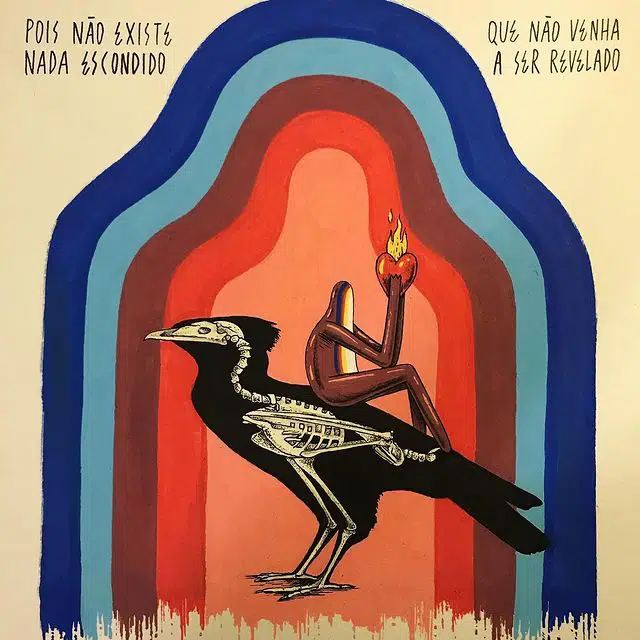 Poster de felipe guga con un hombre sobre un pájaro