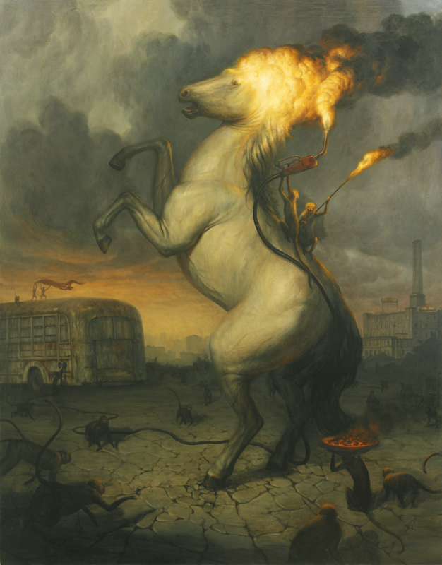 Pintura de caballo con fuego