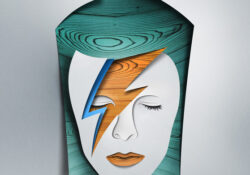 David Bowie creado con recortes de papel