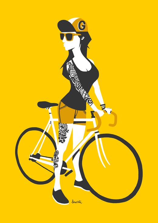 dibujo de chica en bici de jorge lawerta
