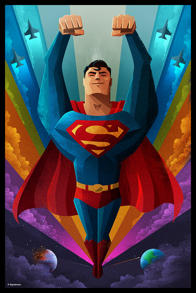 Ilustracion art deco de superman
