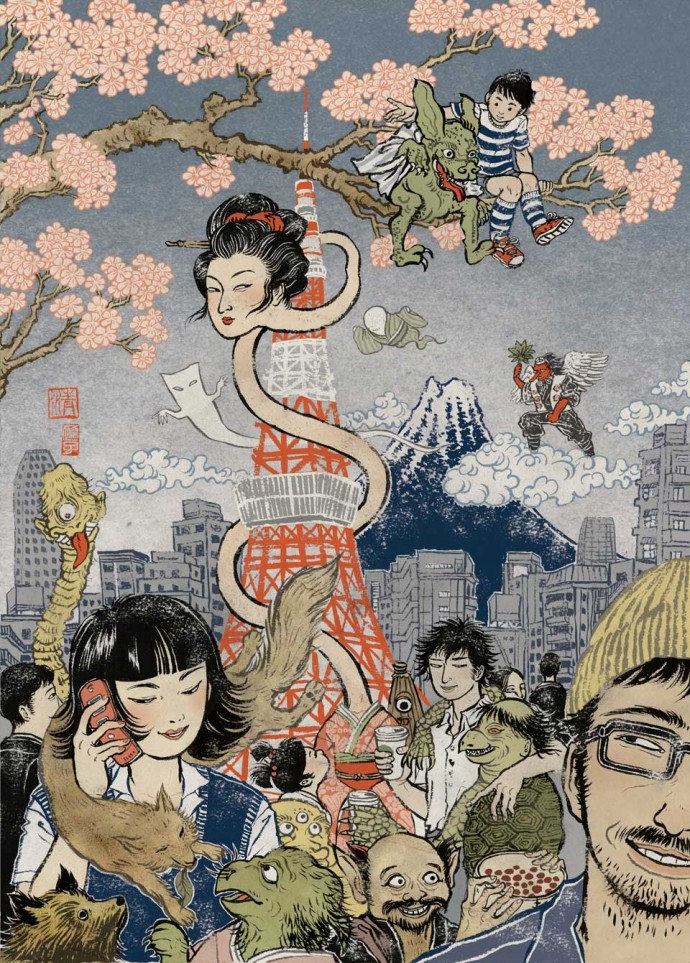 Dibujo de Tokyo y personas por yuko shimizu