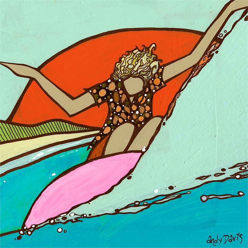 Dibujo de Chico surfeando de frente
