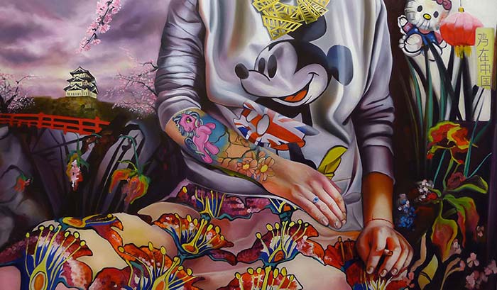 Pintura de chica con jersey de mikey mouse de JUSTYNA-KISIELEWICZ