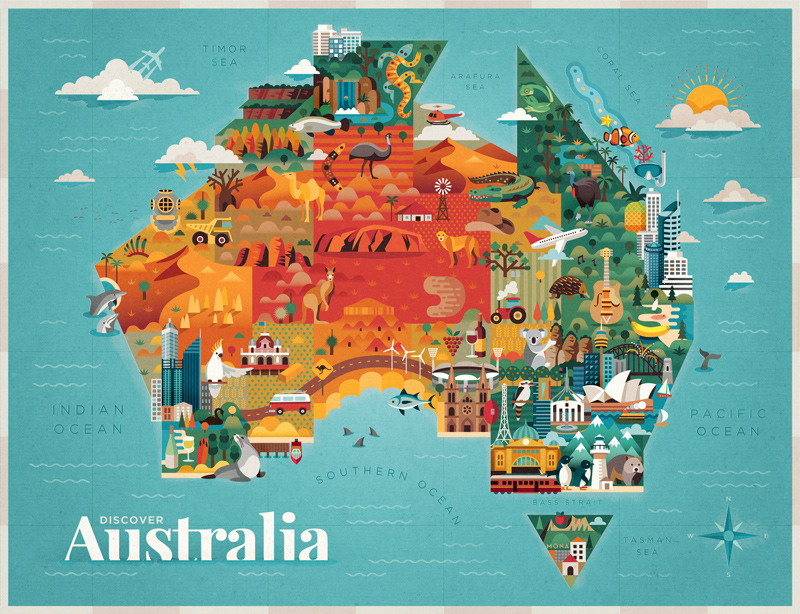 divertido Mapa de australia