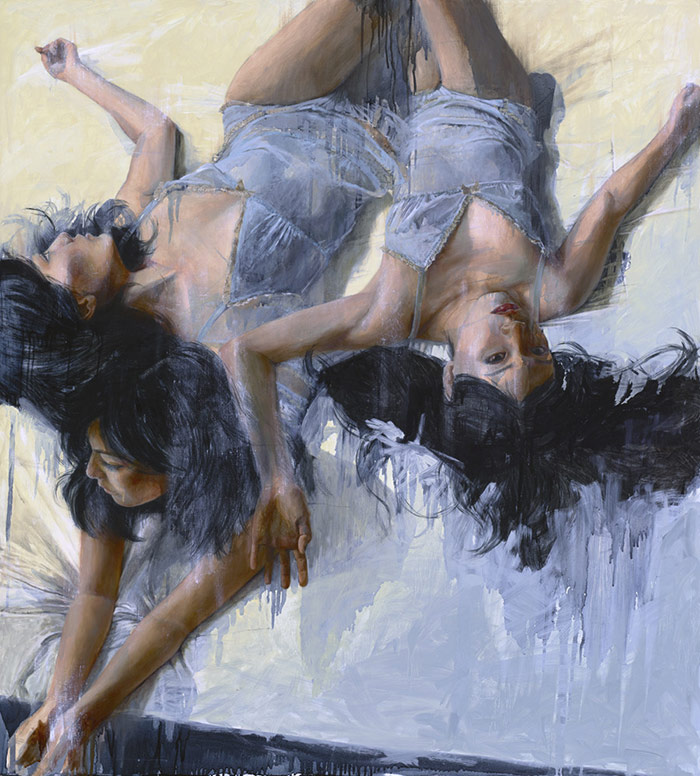 Pintura de dos chicas acostadas de Miss Christine Wu