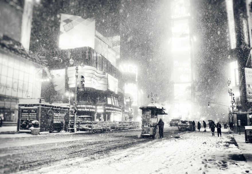 New York City - Snow - Winter Night in Times Square