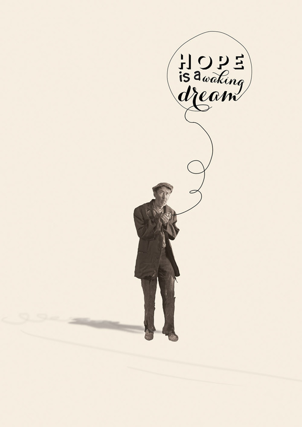 Collage de selman hosgor con un hombre y lettering