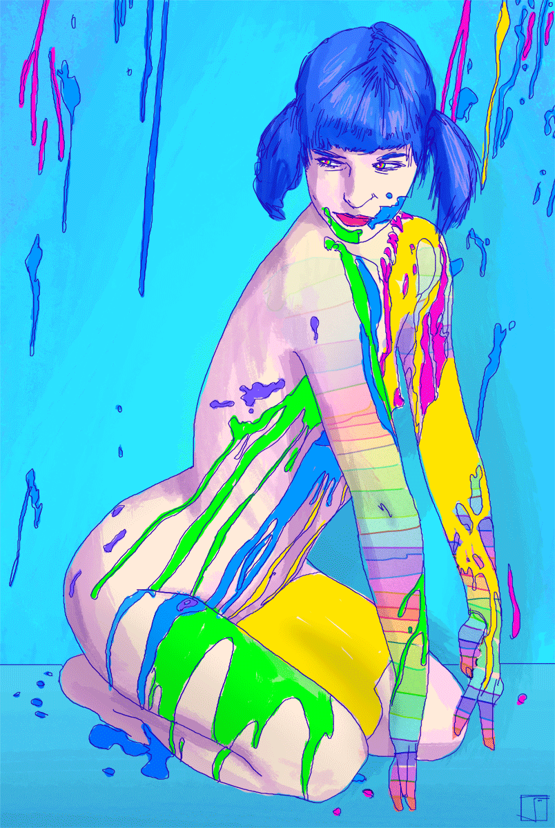 Chica pintada con pintura acrilica
