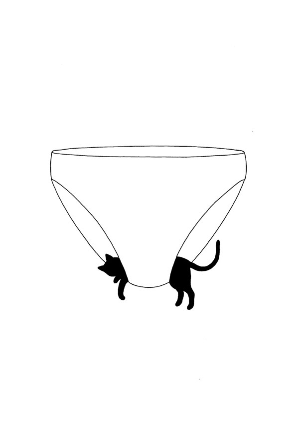 Ilustración de mrzyk moriceau de un gatos detro de unas bragas