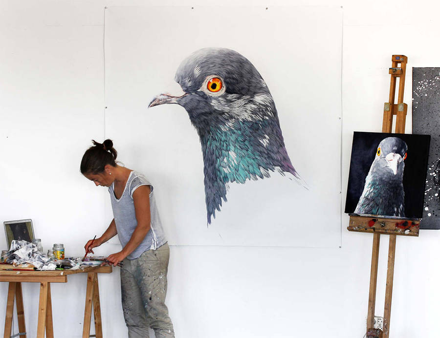 Adele Renault Paints Incredibly Realistic Pigeon (9)