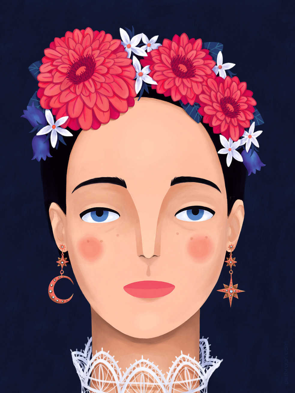 Pintura de Frida kalho ilustrada por petra braun