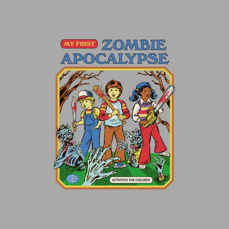 ilustracion de niños en un apocalipsis zombie de Steven Rhodes