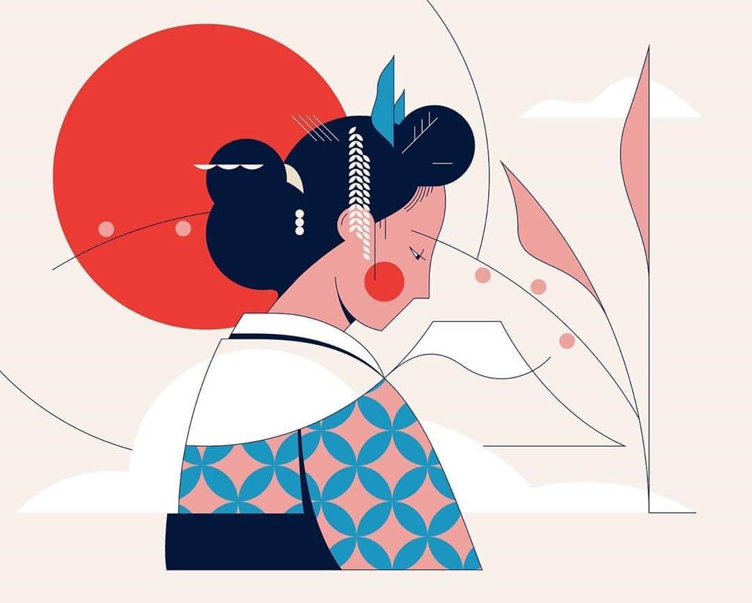 ilustracion de mujer japonesa de Calvin sprague