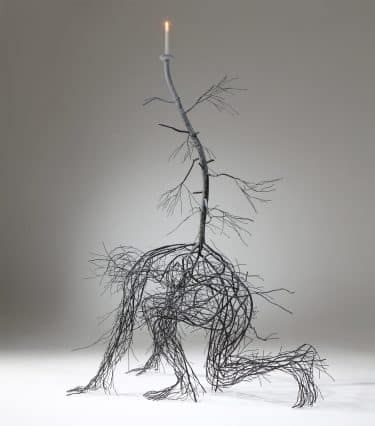 Esculturas figurativas hechas con raíces de acero inoxidable