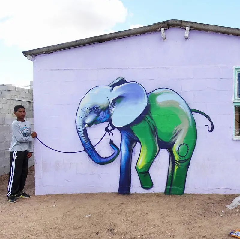 falko one elefantes sudafrica graffiti