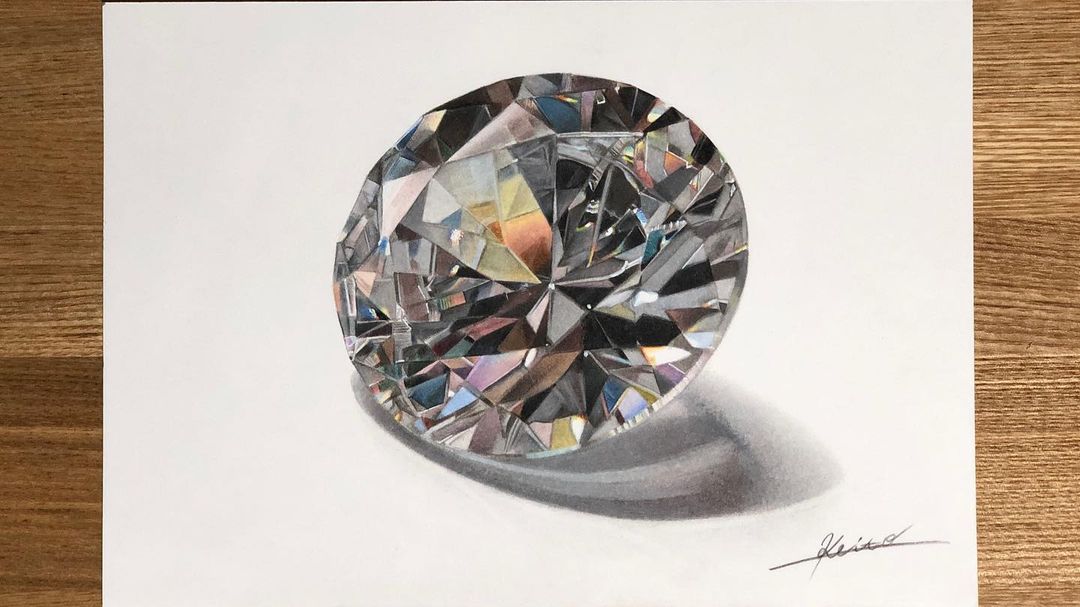 dibujo hiperrealista de un diamante