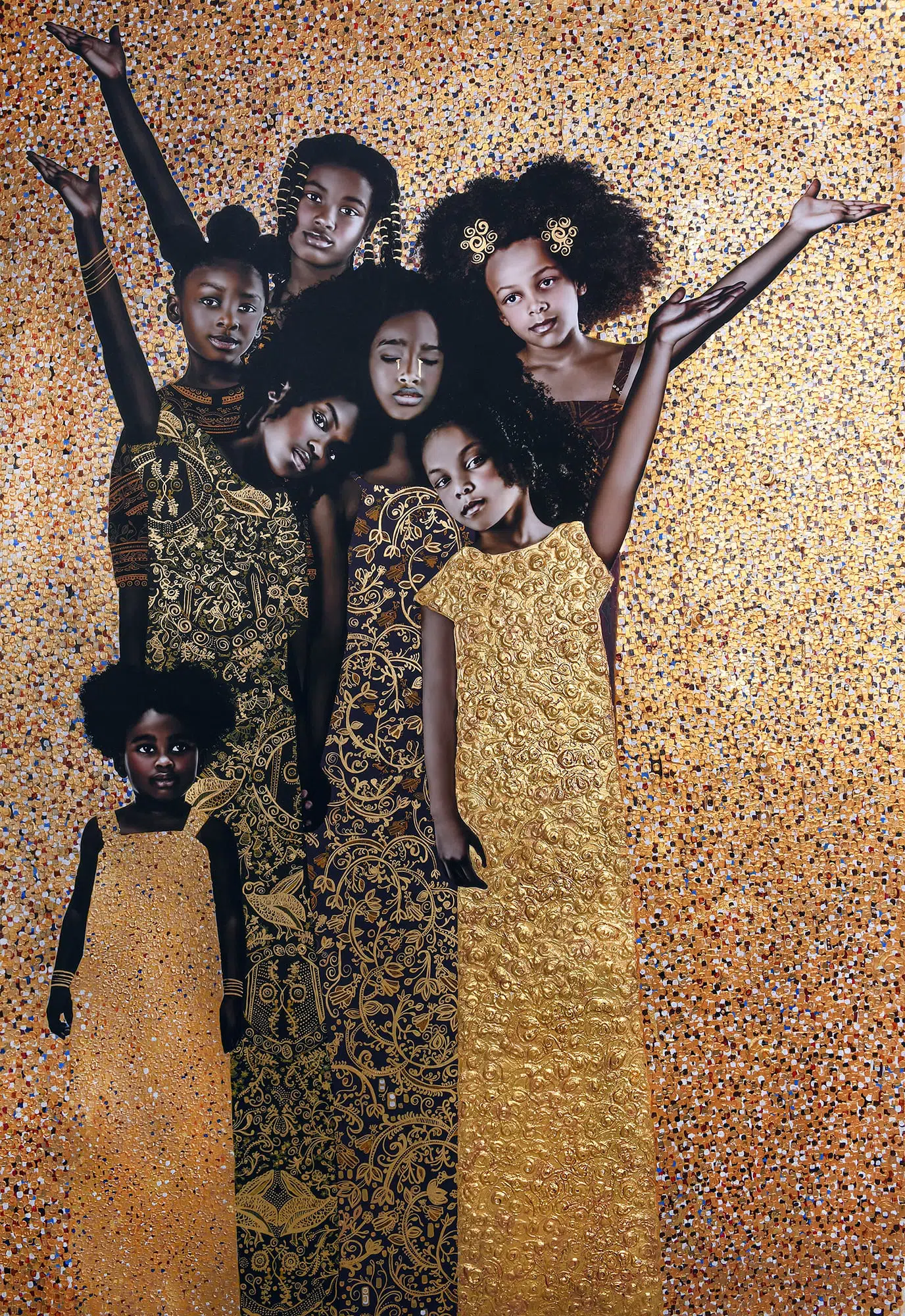 retrato fotografico de mujeres negras con vestidos dorados tipo klimt por tawny chatmon