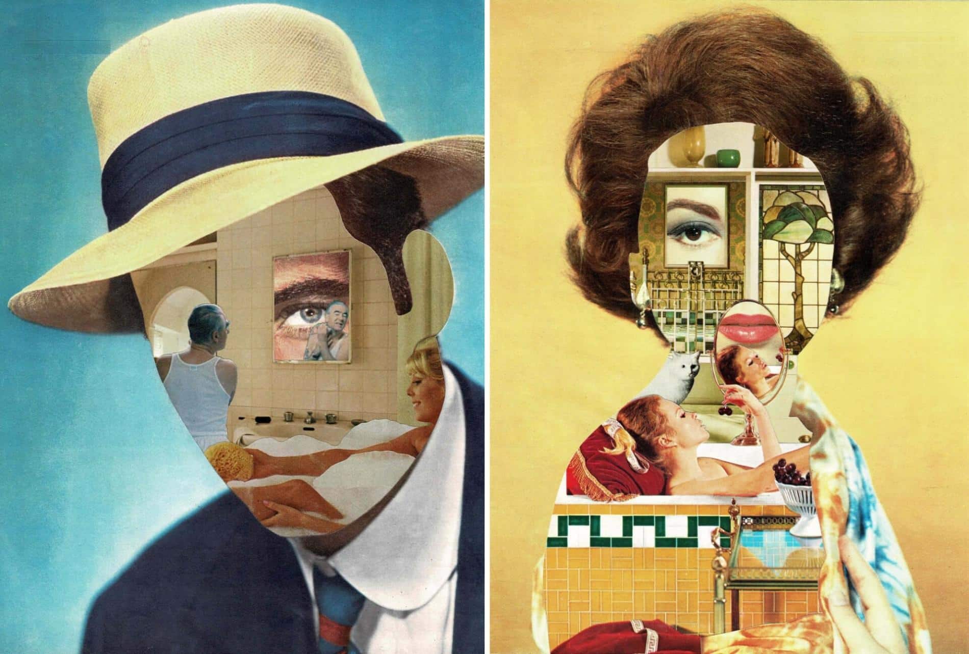 wheatcroft collage RETRO surrealisrtas y atrevidos que dramatizan la sociedad