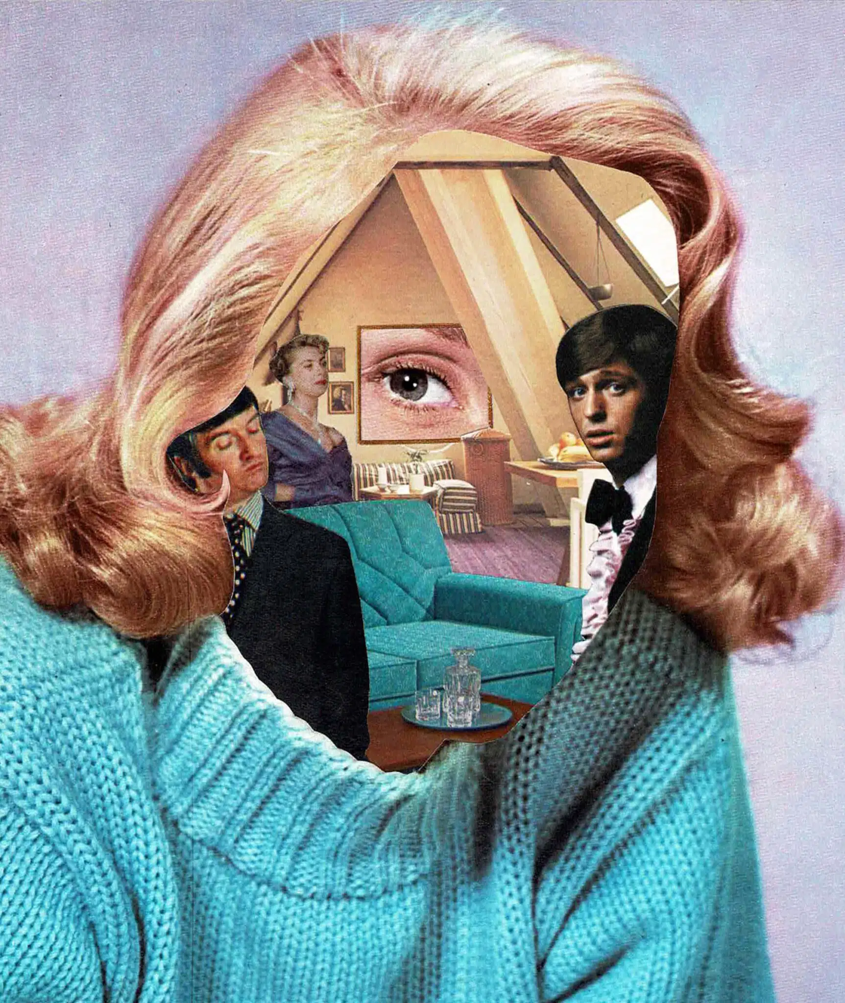wheatcroft collage vintage rostro mujer retro ojo y personas en su cara