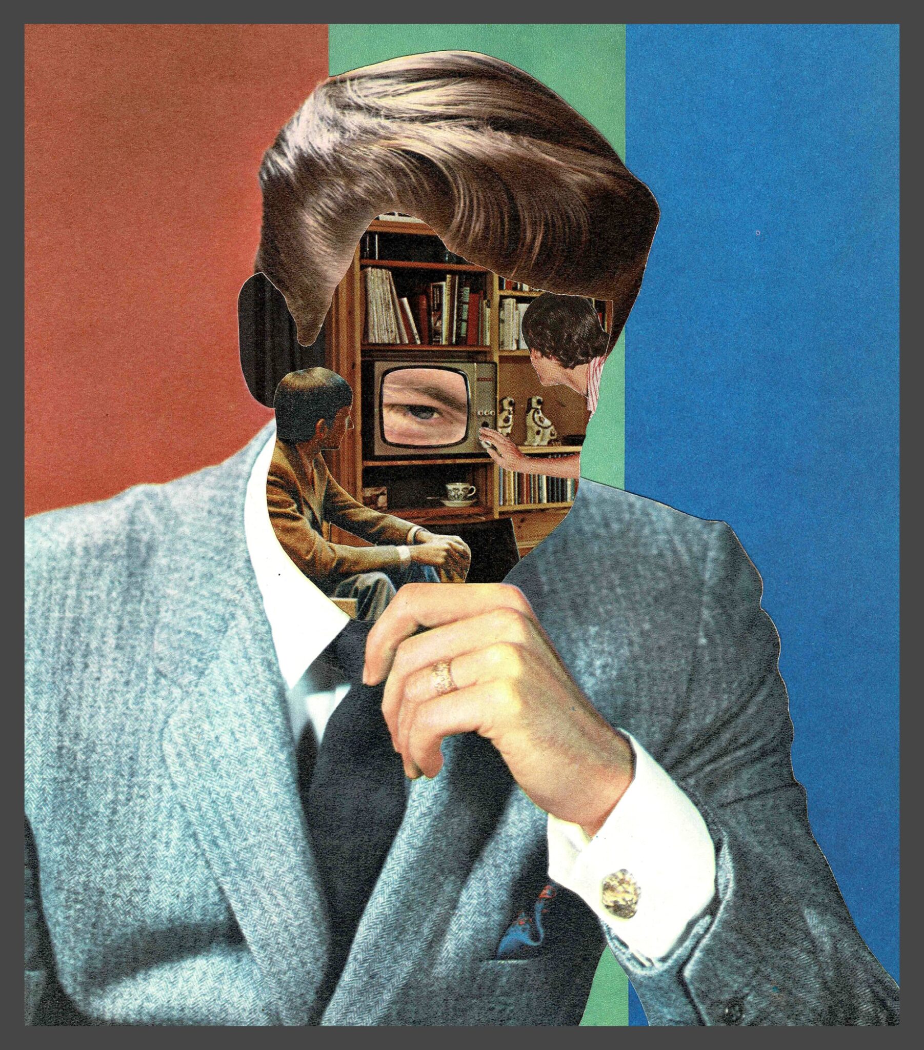 wheatcroft collage vintage rostro recortes retro y ojo en la tv