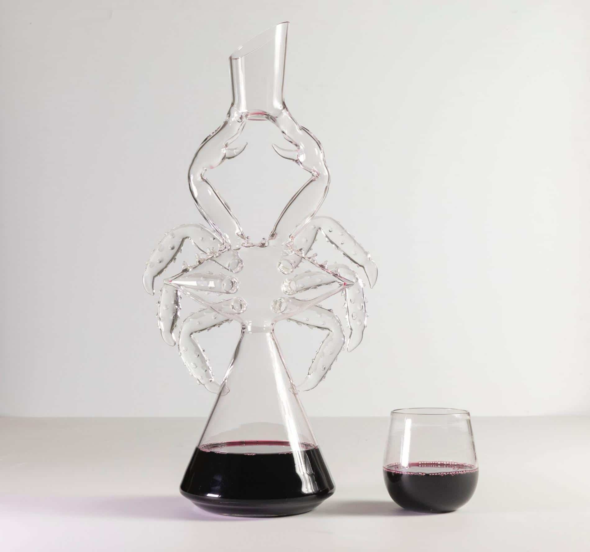decantador de vino en vidrio araña charlie matz