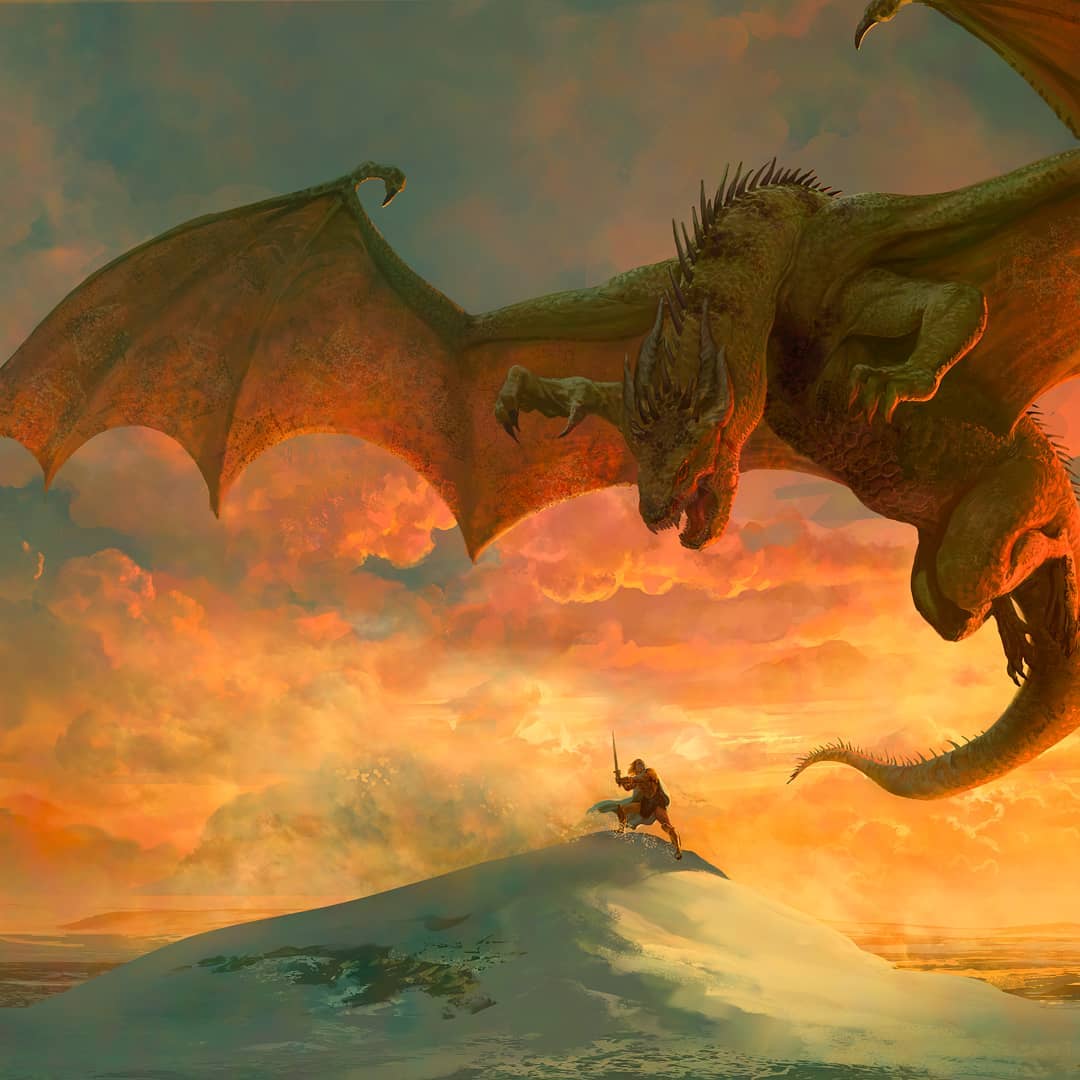 ilustracion fantastica de marc simonetti dragon con hombre