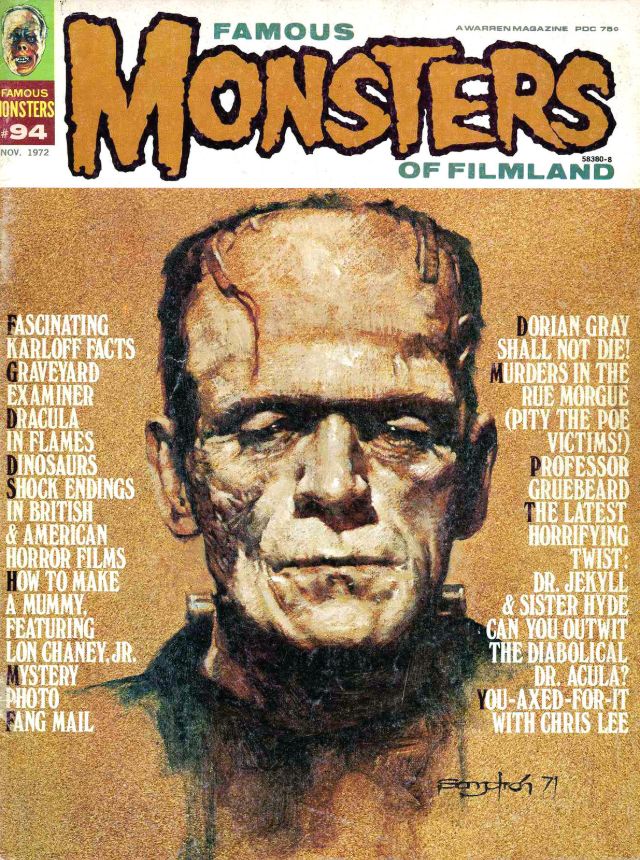 Famous Monsters of Filmland portada de revista frankentein photo story
