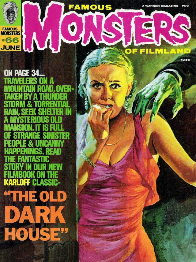 Famous Monsters of Filmland portada de revista junio no. 66 the old dark