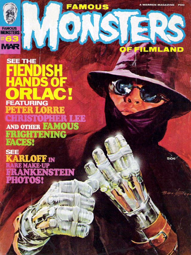 Famous Monsters of Filmland portada de revista marzo no. 63 orlak