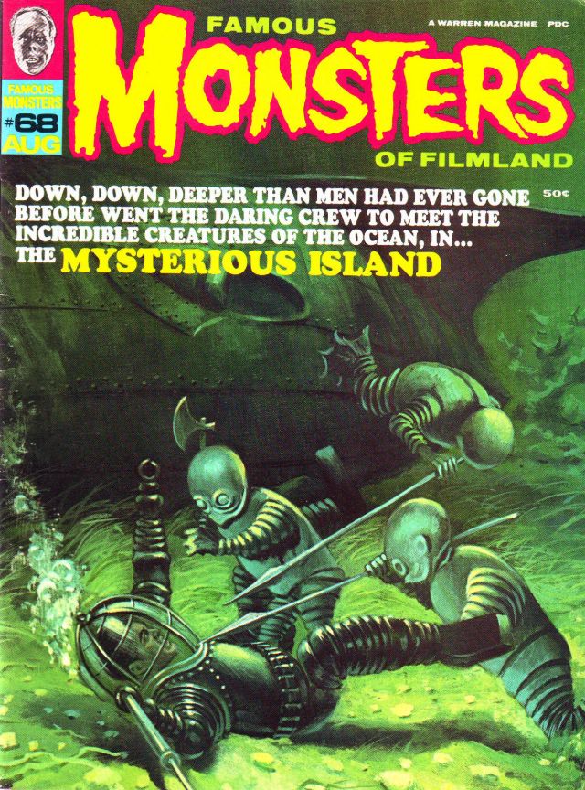 Famous Monsters of Filmland portada de revista mysterous island