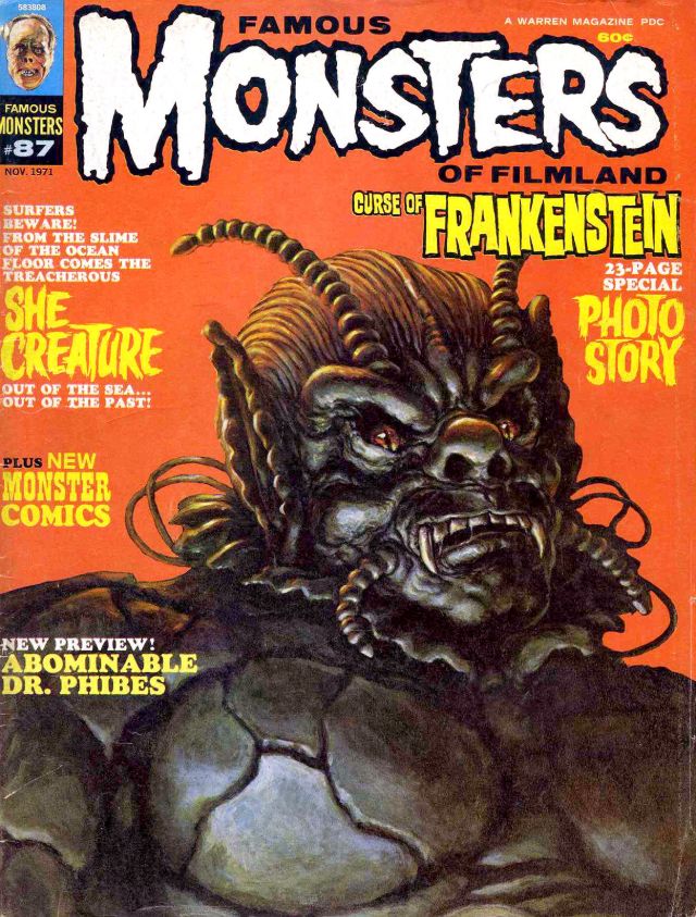 Famous Monsters of Filmland portada de revista she creature
