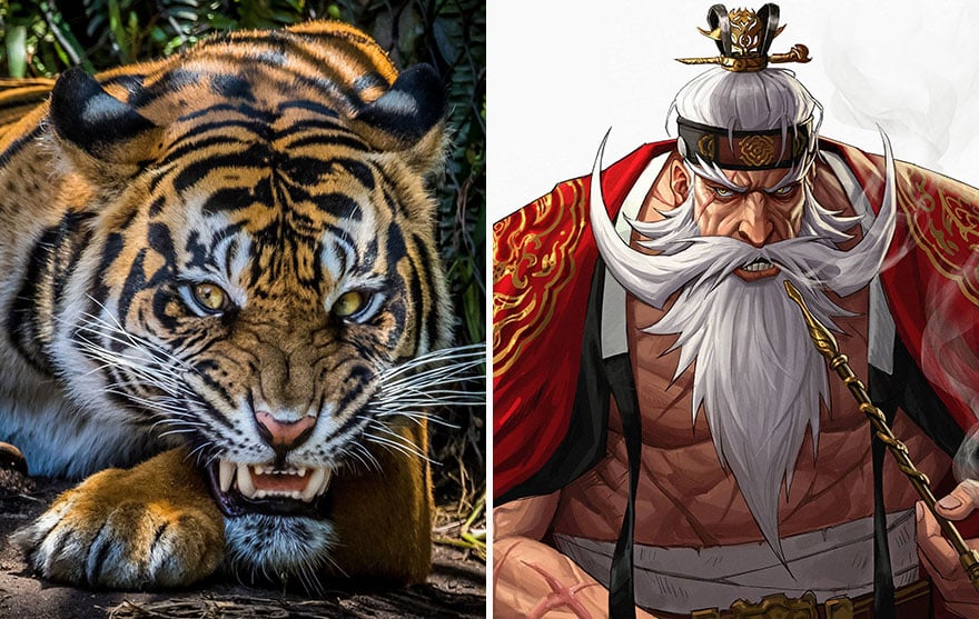 diseño de personajes nitro animales anime tigre