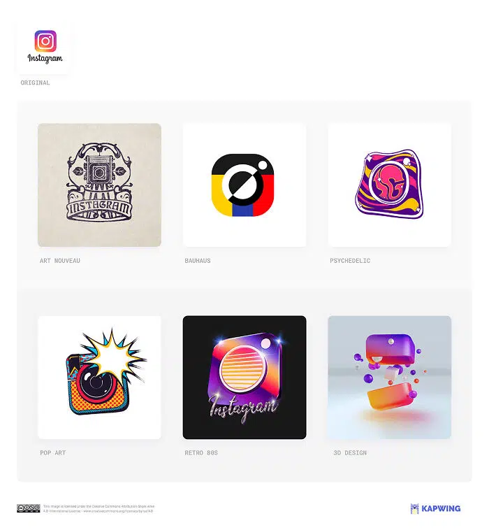 rediseño logotipo instagram con todas las corrientes artísticas