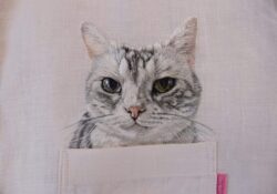 Hiroko Kubota gatos bordados sobre camisas