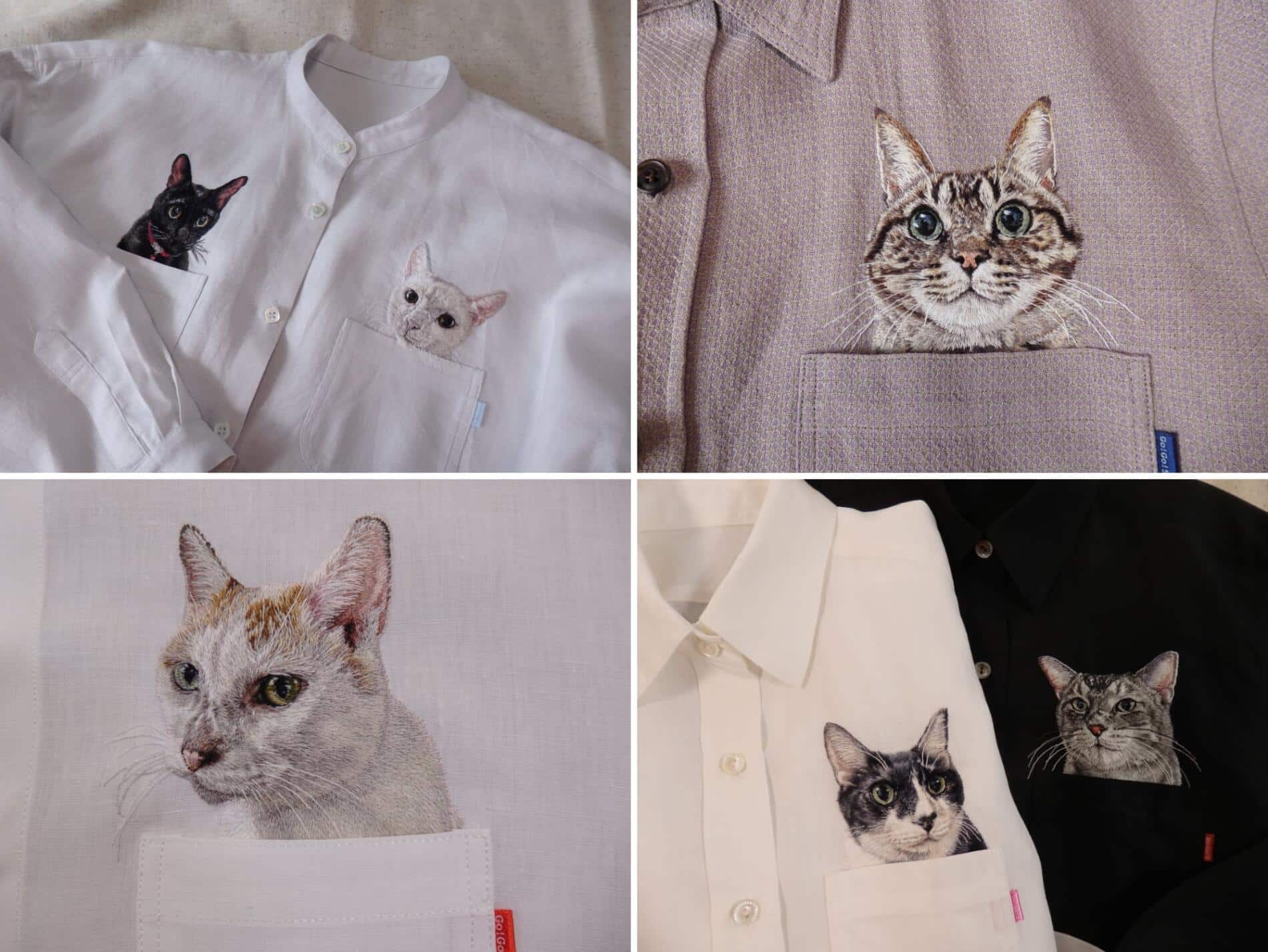bordados de gatos por Hiroko Kubota