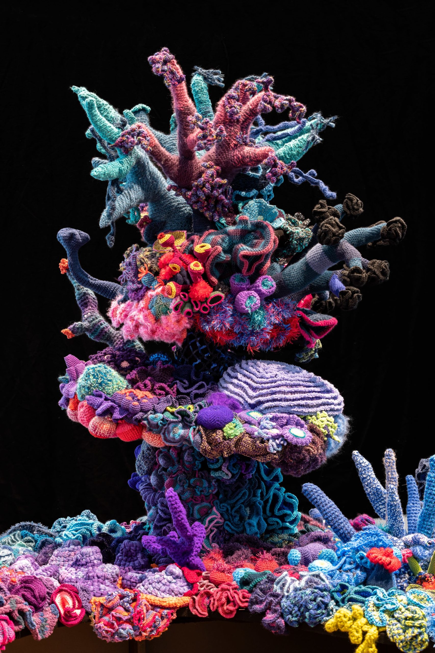 crochet coral reef escultura en ganchillo detalle colorida