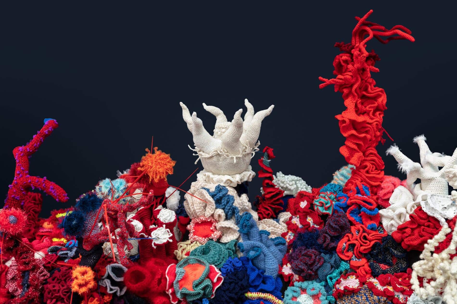 crochet coral reef escultura en ganchillo detalle red