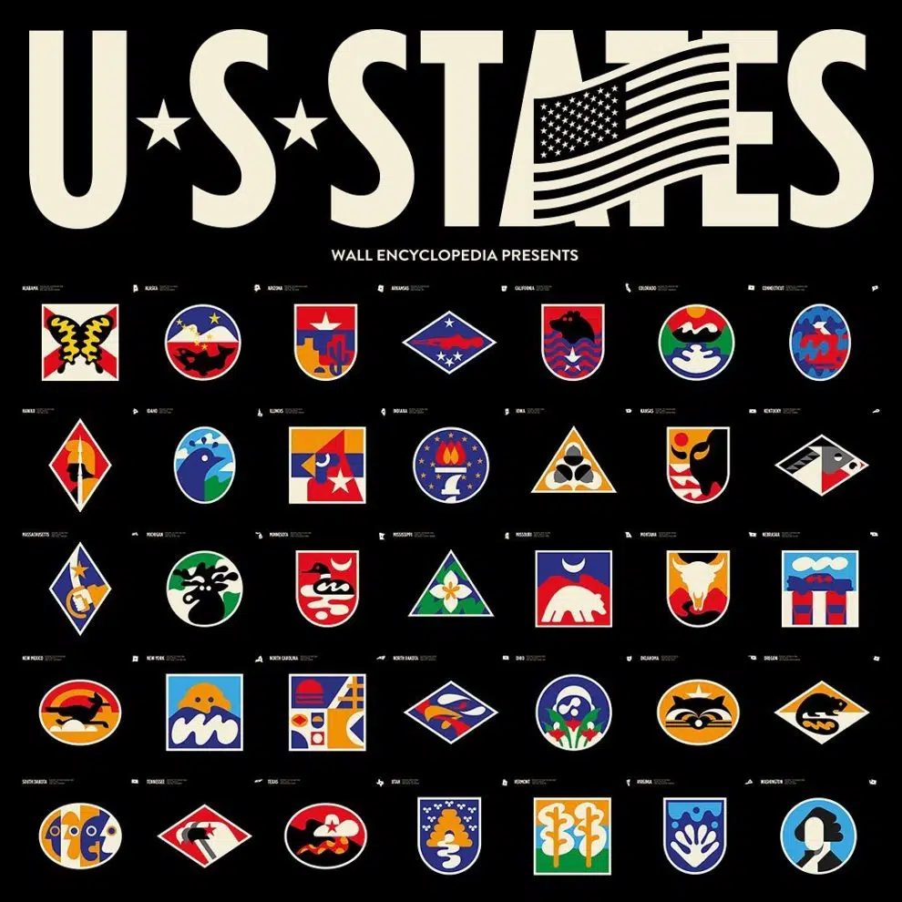 Ilustracion de escudos de los estados de norteamerica