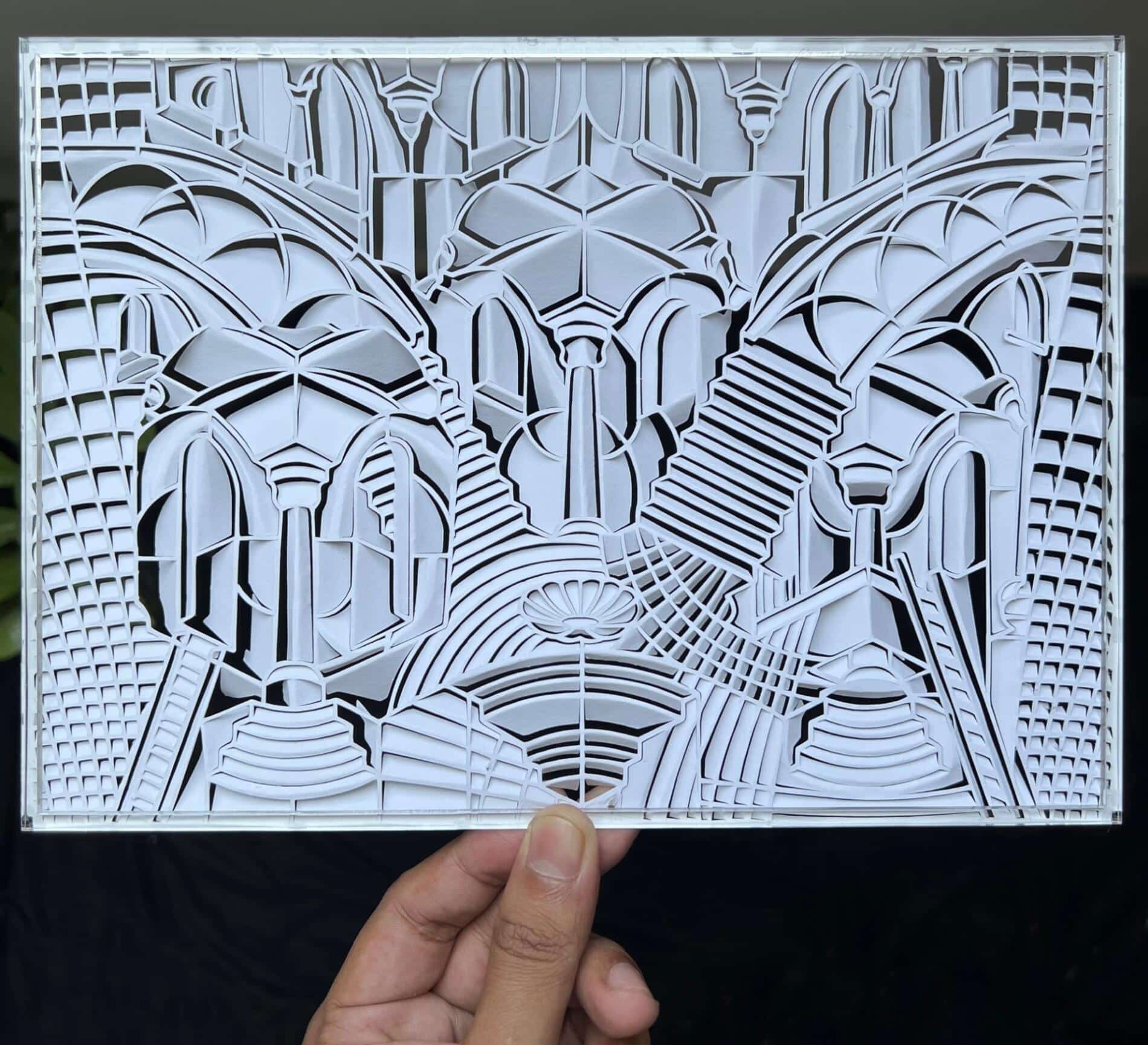 Parth Kothekar arte de papel inspirada en mc escher