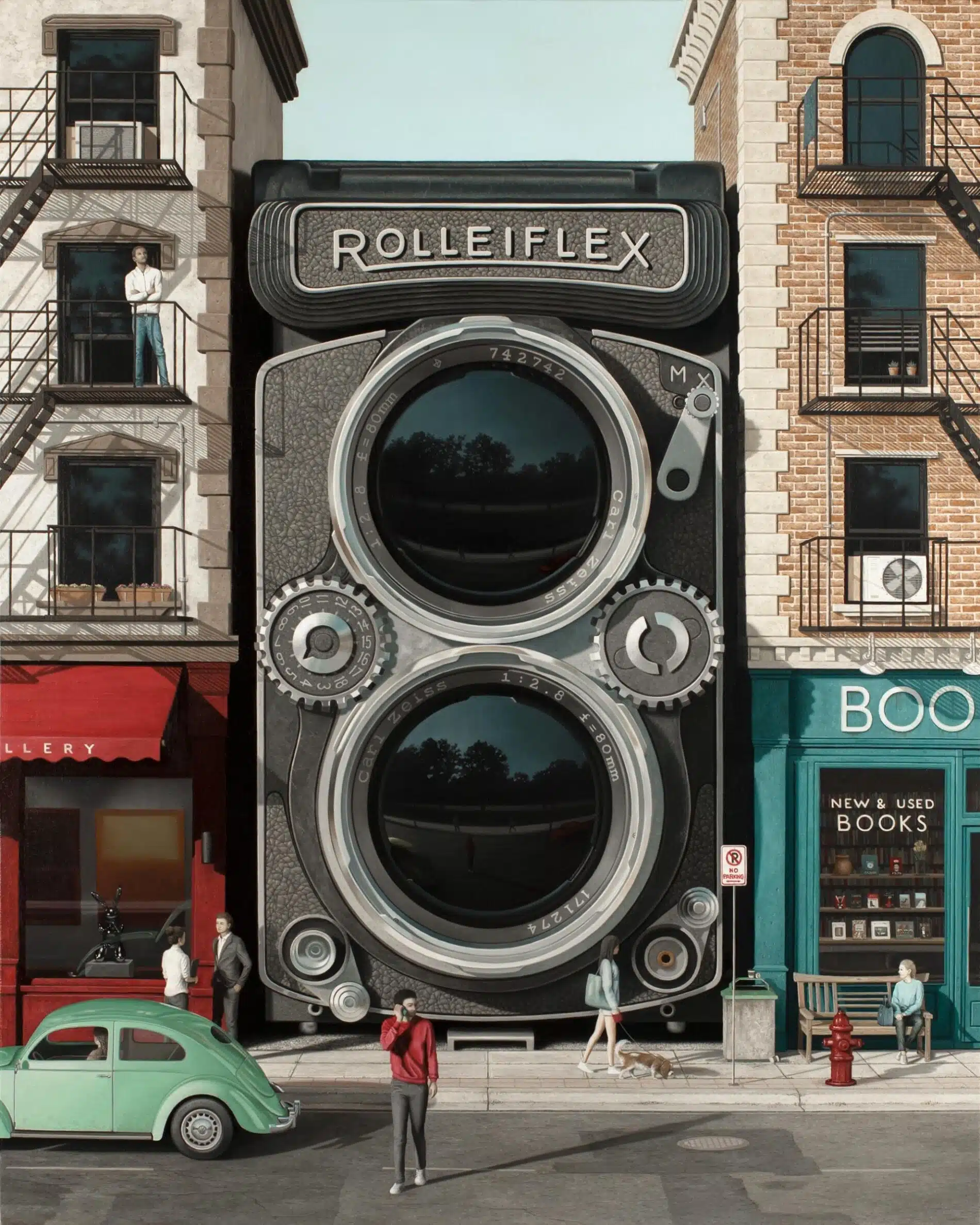 bartels jeff pintura hiper surreal Surveillance Rolleiflex