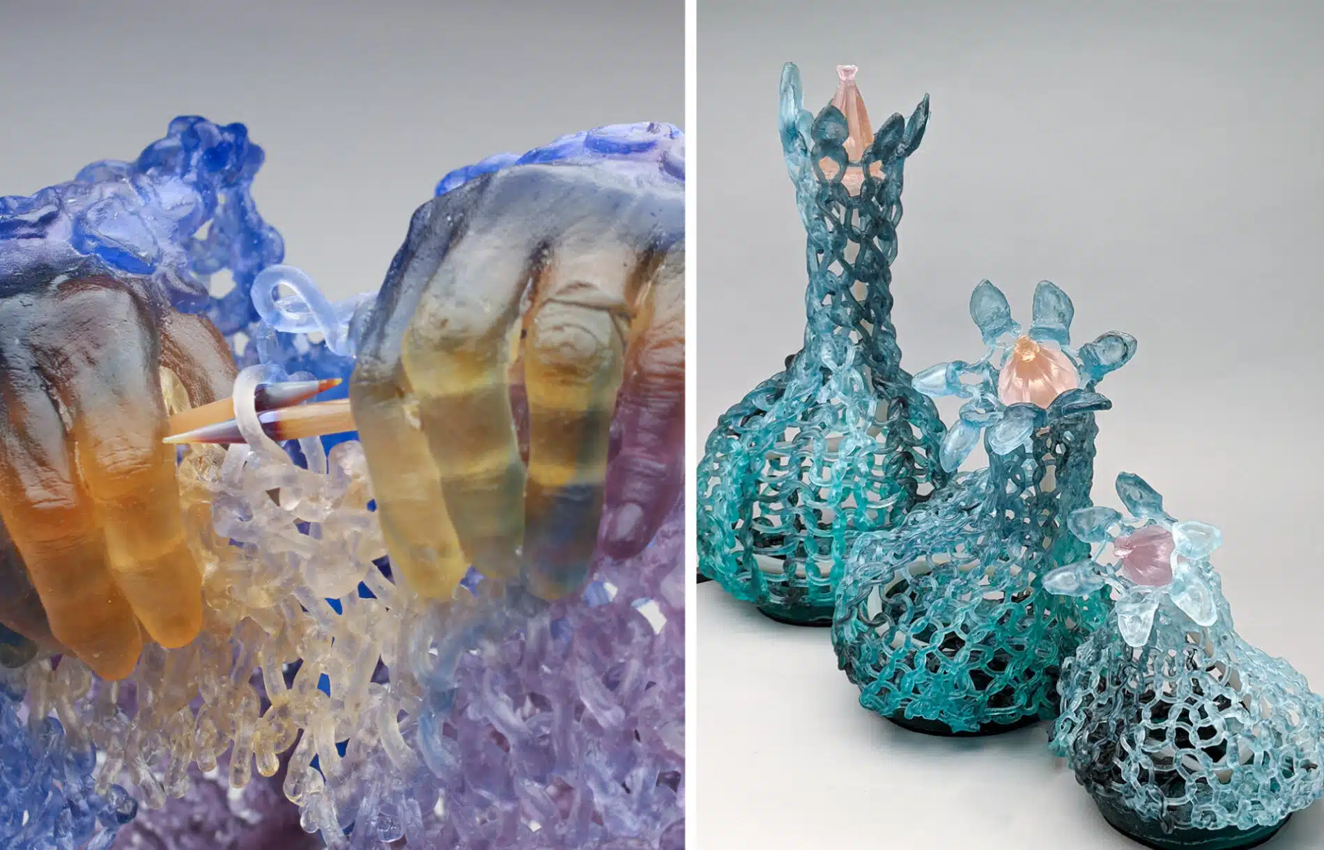 Carol Milne tejido cristal esculturas de cristal vaerios