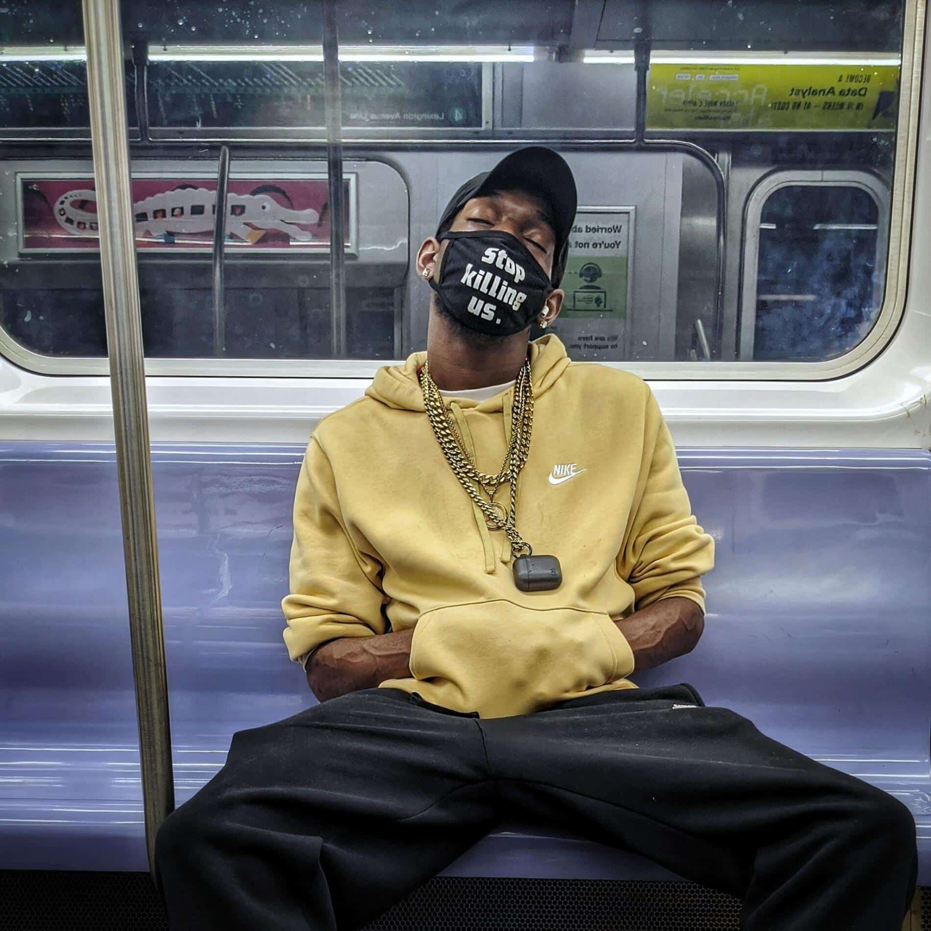 chris maliwat retratos en el metro de nueva yorl stop killing us black life matters