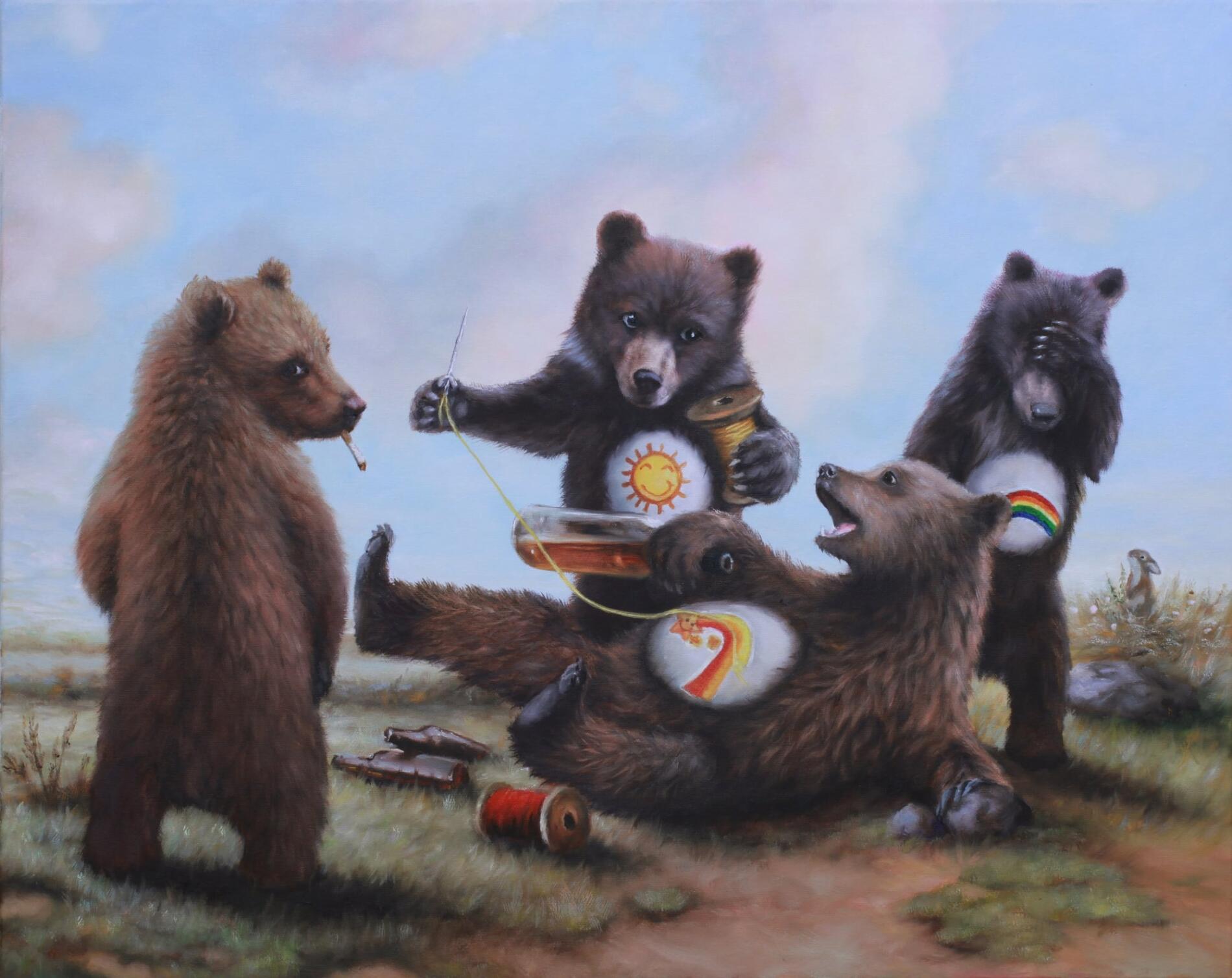 Richard Ahnert pintura antropomorfa Swear Bears
