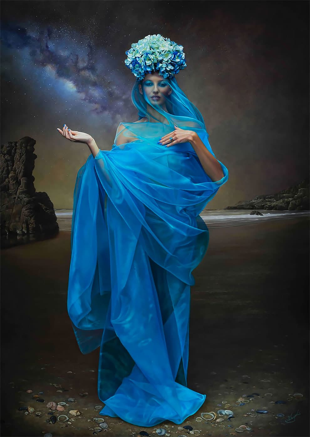 Christiane Vleugels pintura hiperealista azules