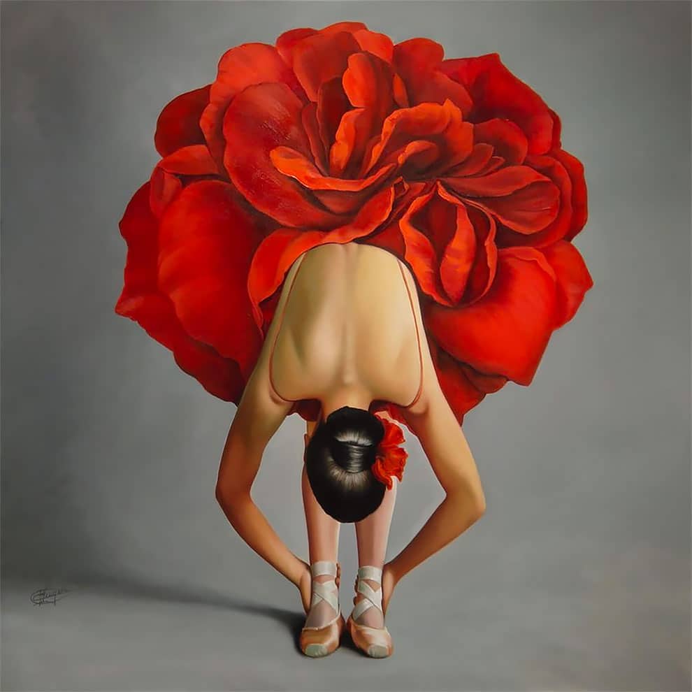 Christiane Vleugels pintura hiperealista ballet