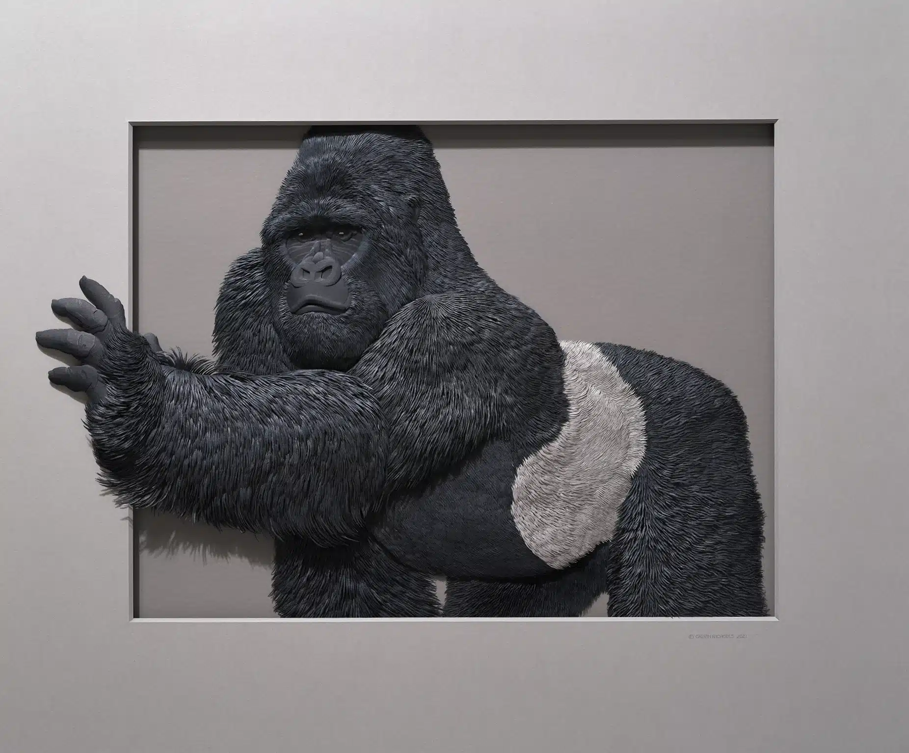 gorila calvin nicholls escutura de papel. jpg
