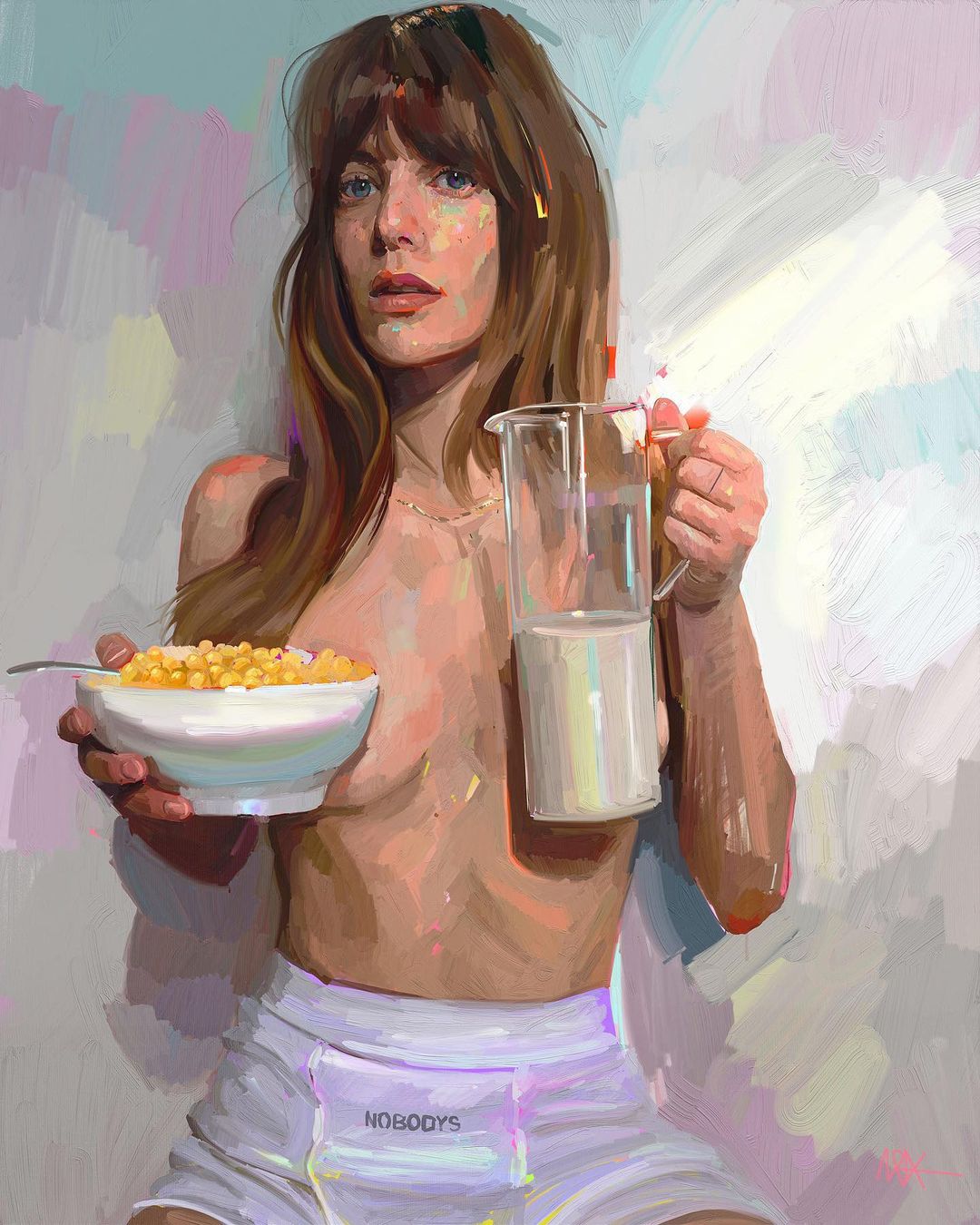 Alex de Marcos retratos mujer leche cornflakes