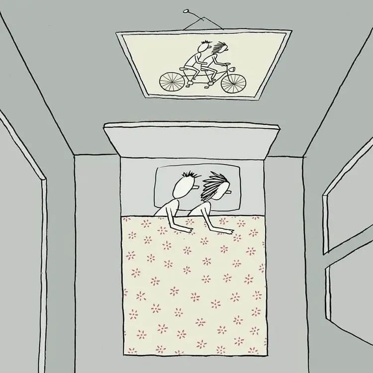 Yuval Robichek ilustraciones parejas bici