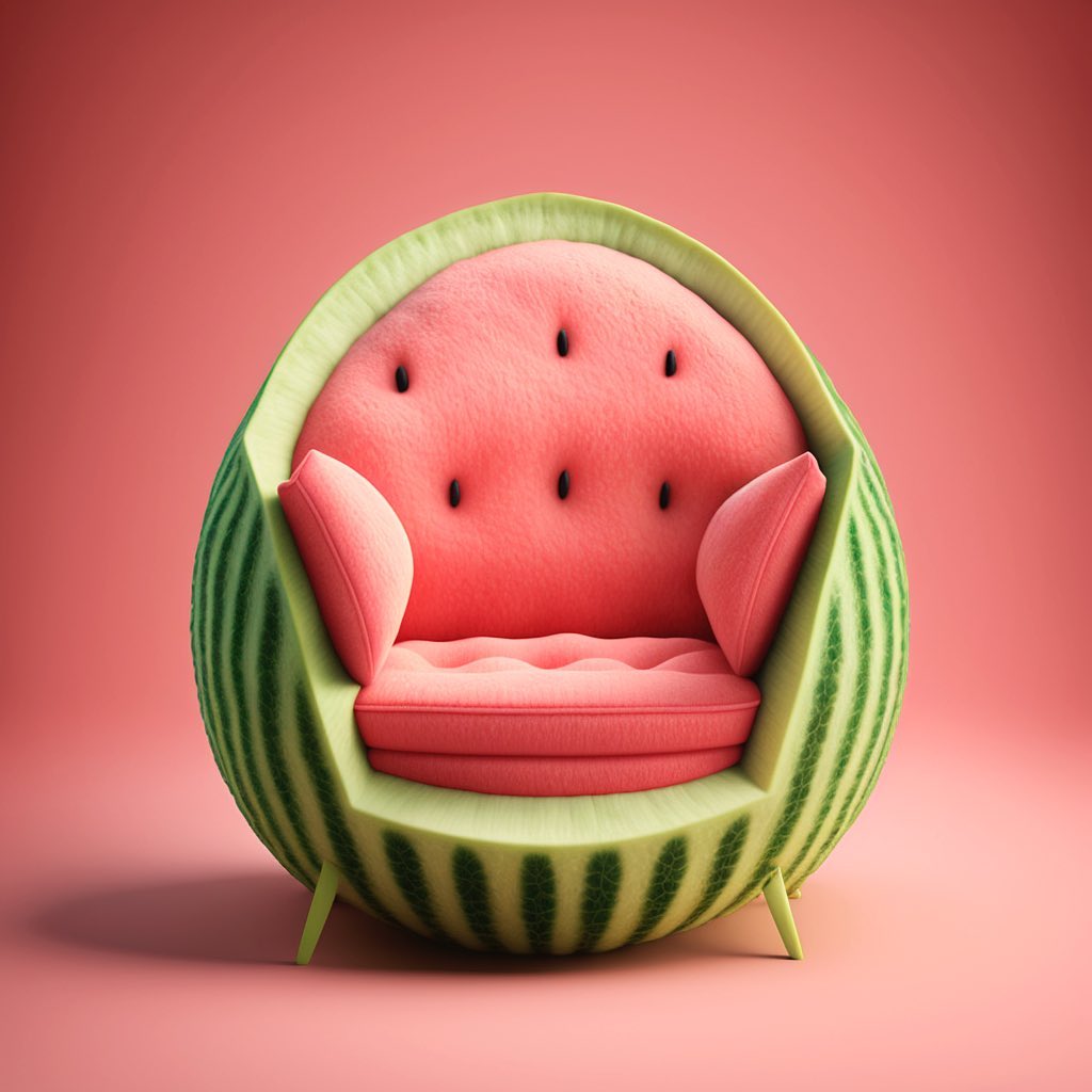 El frutal diseño mobiliario creado con IA por el artista digital Bonny Carrera